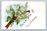 Antique 1908 Embossed Lily of the Valley Postcard Floral Vintage Collectible Lily