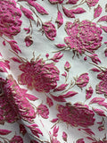 FUCHSIA PINK GOLD Floral Brocade Fabric (60 in.) Sold By The Yard Flowering Plants