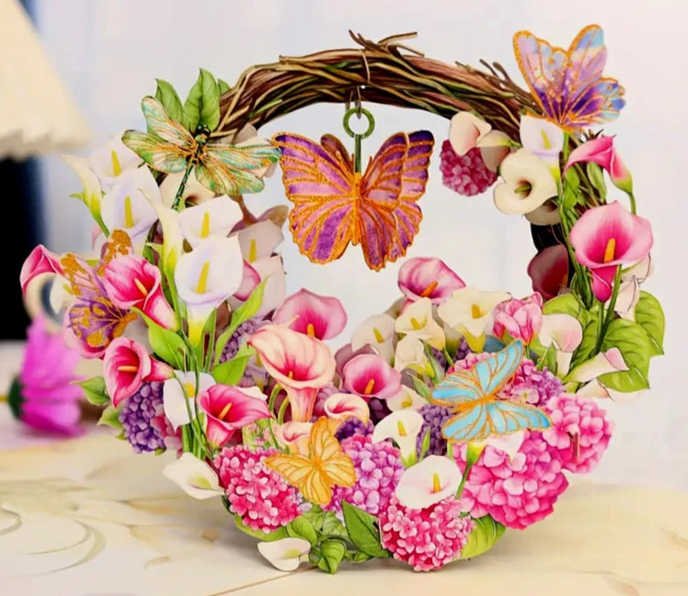 3D Pop Up Mother's Day Greeting Card, Env. & Seal - Calla Lilies & Hydrangeas Hydrangea