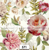 (571) TWO Paper LUNCHEON Decoupage Art Craft Napkins - PEONIES PEONY FLOWERS Peony