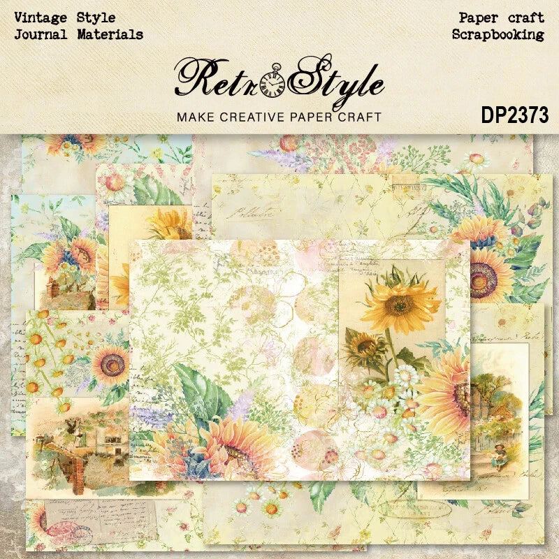 Lovely Sunflowers Leafy Flowers A5 Scrapbook Card Journal Craft Paper Sunflower