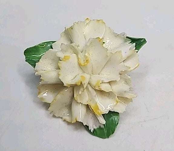 VTG Royal Adderley Floral Porcelain Carnation Brooch Pin Made In England 1.5" Carnation