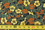 By 1/2 Yd, Vintage, Rust Yellow Green Floral on Black, Hoffman/Les Jardins,B1688 Flowering Plants