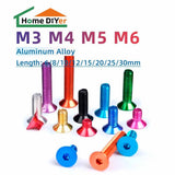 10pc M3 M4 M5 M6 Aluminum Countersunk Bolts Allen Screw Anodised Hex Head Screws Roses