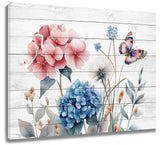 Plant Pink Hydrangea Vintage Floral AbstractÊWallÊArtÊforÊBathroomÊLivingÊRoom Hydrangea