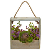 Nearly Natural Echeveria Succulent & Eucalyptus Artificial Plant Hanging Frame Green Plant