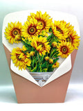 ORIGAMI POP CARDS Golden Sunflower 3D Pop Up Flower Bouquet Happy Wedding Love Sunflower