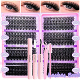 DIY Lash Extension Kit Clusters Individual Eyelashes Kit 9-16mm with Bond and Se Bouquet