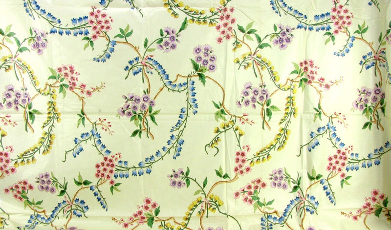 Vintage Brunschwig & Fils Glycines Cotton Print Fabric Sample - 2 Sizes Flowering Plants