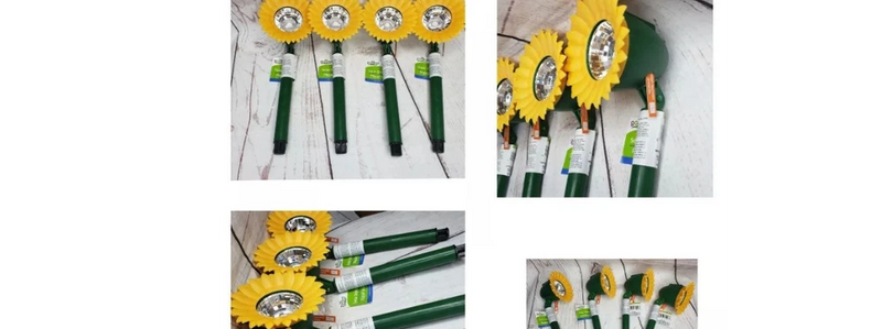 Garden Collection Sunflower Solar Stake Lights Set of 4 VERY BRIGHT 14.25x3.5 Sunflower