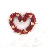 Handmade Grapevine Heart Dried Flower Arrangement - Red Caspia w/ White & Gold Dried Flower