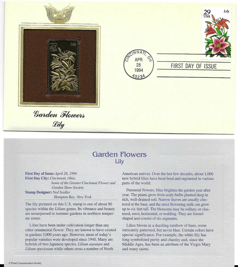 Garden Flowers--Lily--1st day issue-Golden Replica Lily