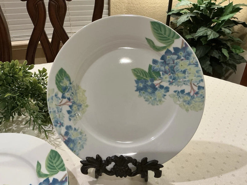 NEW & Rare Set/4 Royal Worcester (RW Essentials) ÒBlue HydrangeaÓ Dinner Plates Hydrangea