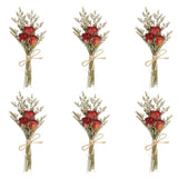 6 Pcs Mini Rose Dried Flowers Bouquet Baby's Breath Boho DIY Gift Red Dried Flower