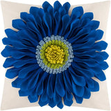 Decorative Throw Pillow Case 3D Sunflowers Blue-sapphire Blue*beige Canvas Sunflower