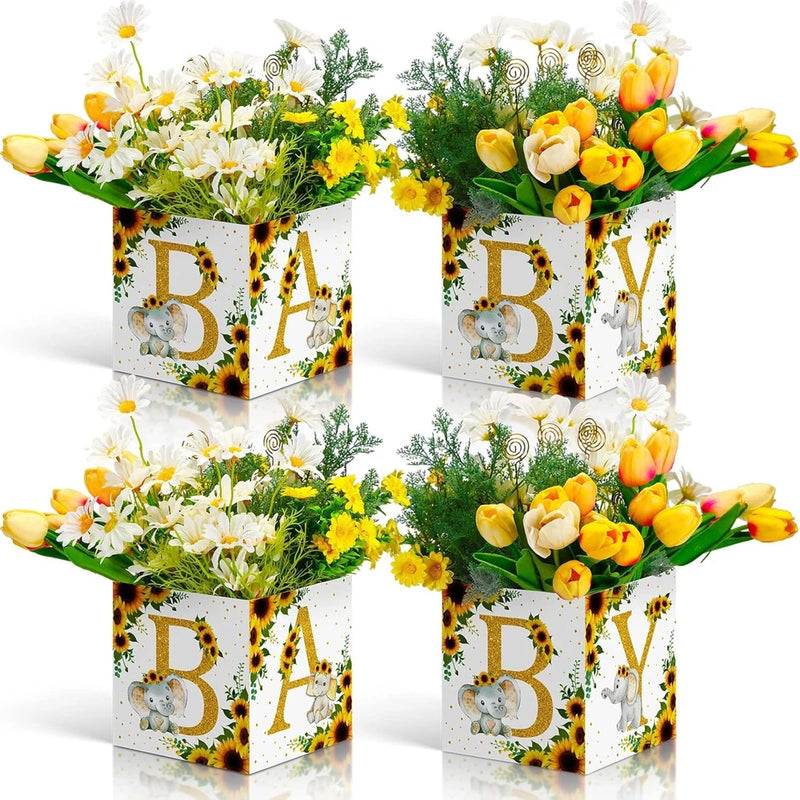 4 Pcs Baby Shower Sunflower Boxes Centerpiece Decoration Flower... Sunflower