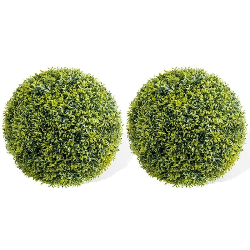 2PCS 42cm Artificial Plant Topiary Balls UV Resistant Faux Boxwood Balls Decor Green Plant