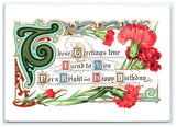 Floral Greetings Birthday Carnations Decorative Typography 20th Century Postcard Carnation