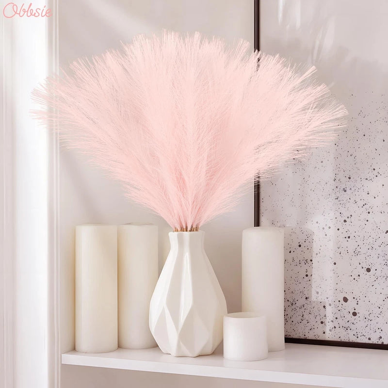 Obbsie 50 Pink Faux Pampas Grass Decor 21.6" Artificial Pompous Grass Pampas Grass