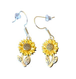 Silvery Sunflower Dangle Earrings - New Sunflower