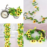 Fake Flowers Decor Silk Leaf Plants Sunflower Garland Home Artificial Sunflower Sunflower
