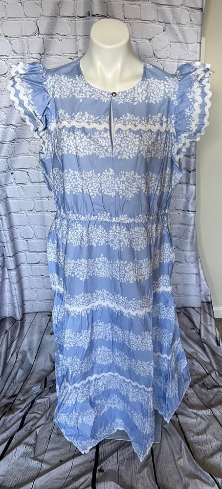 Sail to Sable Hydrangea Printed Flutter Sleeve Midi Dress NWT XL Hydrangea