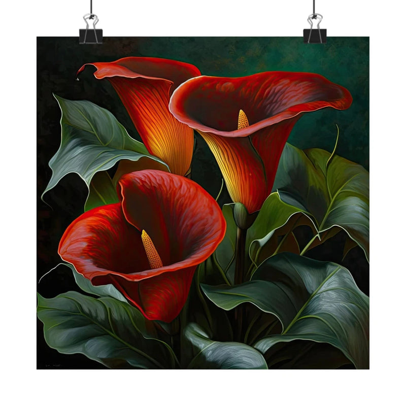 Red Calla Lilies Flower Art Print, Flower Painting, Flower DŽcor 06 Lily
