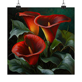 Red Calla Lilies Flower Art Print, Flower Painting, Flower DŽcor 06 Lily