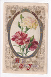 Flowers carnations silk inset Christmas Winsch 1909 Carnation