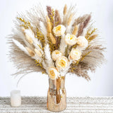 Boho Decor Bouquet - Artificial Flowers and Pampas Grass Decor kit,Mix Dried Flo Pampas Grass