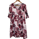 Flax Designs Hydrangea Dress Night Duster Floral 100% Linen P XS 4-6 Hydrangea