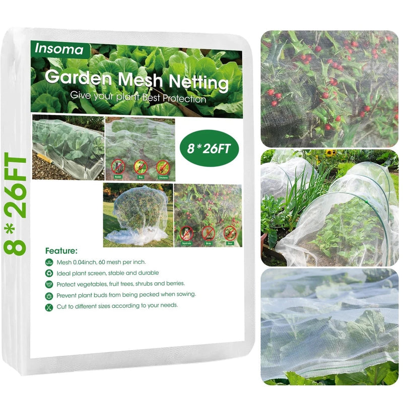 8x26Ft Garden Netting for Raised Bed, Thickened 60 Mesh Bird Netting for Gard... Garden Plants