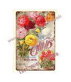 1898 Giant ranunculus John Lewis Childs flower bulbs Floral Park NY tin sign Ranunculus