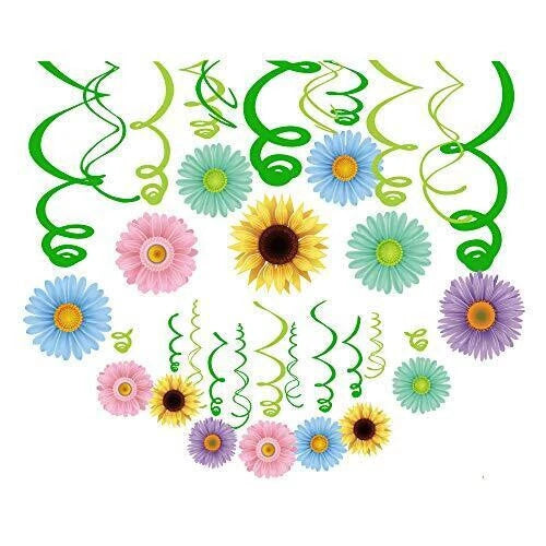 30  Sun Flowers Hanging Swirl Decorations Baby shower decoration Birthday Party Sunflower