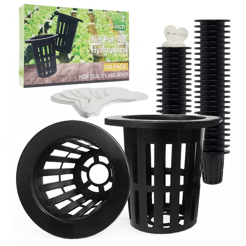 2-inch black hydroponics net pots with slotted mesh sides for plant roots