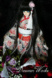 1/4MSD BJD Clothes Doll Outfit Jacquard Silver Fabric Peony Flower Kimono Suit Peony