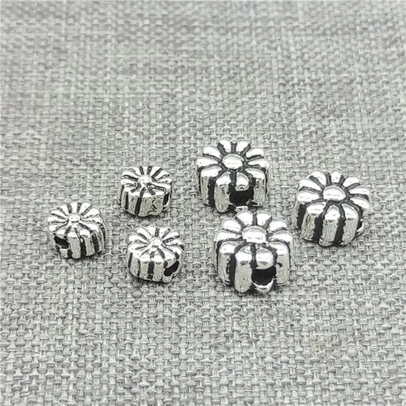 5 Sterling Silver Sunflower Flower Bead 4mm 5.5mm Spacer for Bracelet Sunflower