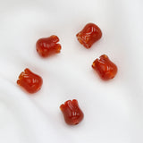 20pcs Natural Red Agate Stone Lily of The Valley Flower Pendant Beads DIY Lily