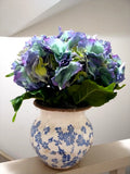 HYDRANGEA NEARLY NATURAL FAUX REAL BLUE/GREEN/PURPLE FLORAL CERAMIC BOWL NEW/BOX Hydrangea
