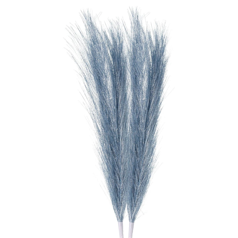 2Pcs Pampas Grass 17.7" Fake Pampas Grass for Wedding Decoration Light Blue Pampas Grass