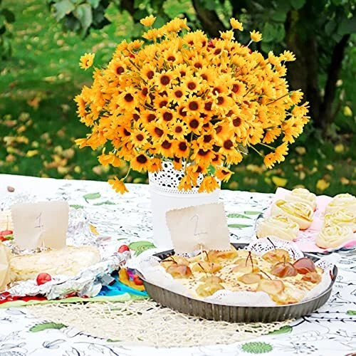 Uieke 6 Bundles Sunflowers Artificial Flowers Daisy Mums Fake Flowers Outdoor Sunflower
