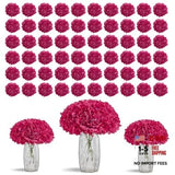 80 PCS Full Hydrangea Flowers Fuchsia Silk Hydrangea Small 80pcs Fuchcia Hydrangea