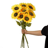 WISTART Artificial Sunflowers Flowers 8pcs Single Long Stem Big Sunflower