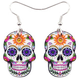 Halloween Acrylic Flower Skull Earrings Dangle Punk Jewelry for Women Charm Gift Sunflower