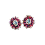 Gold Plated Rose Pink Cubic Zirconia Sunflower Stud Earrings Sunflower