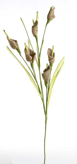 6 Stems of Natural Burlap Calla Lily Flowers - Each Stem 18" Long Lily