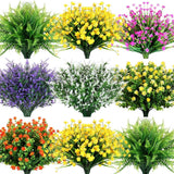 42 Bundles Artificial Flowers Fake UV Resistant for Outdoor Plastic Greenery ... Green Plant