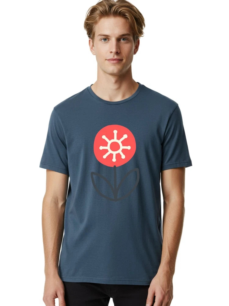 Sunflower-Icon Mens Graphic Tee, 100% Cotton, Casual Summer Wear Sunflower