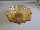 VTG Indiana Glass Marigold Sunflower Amber Carnival Iridescent Bowl Candy Dish Sunflower