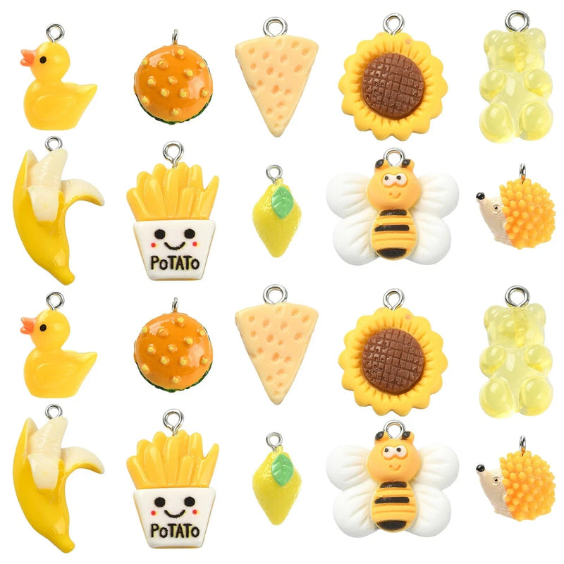 30x Sunflower Lemon Flower Charms Pendants for Jewelry Making Necklace Keychain Sunflower